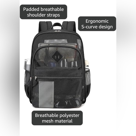 Black Mesh Backpack - NEW! - Picture 9 of 9
